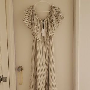 Sage cream striped jumpsuit